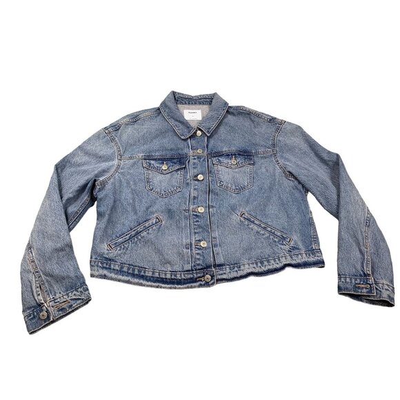 Old Navy Women's XL Denim Light Blue Jean Jacket Motorcycle Maverick Trucker NWT - Picture 1 of 12